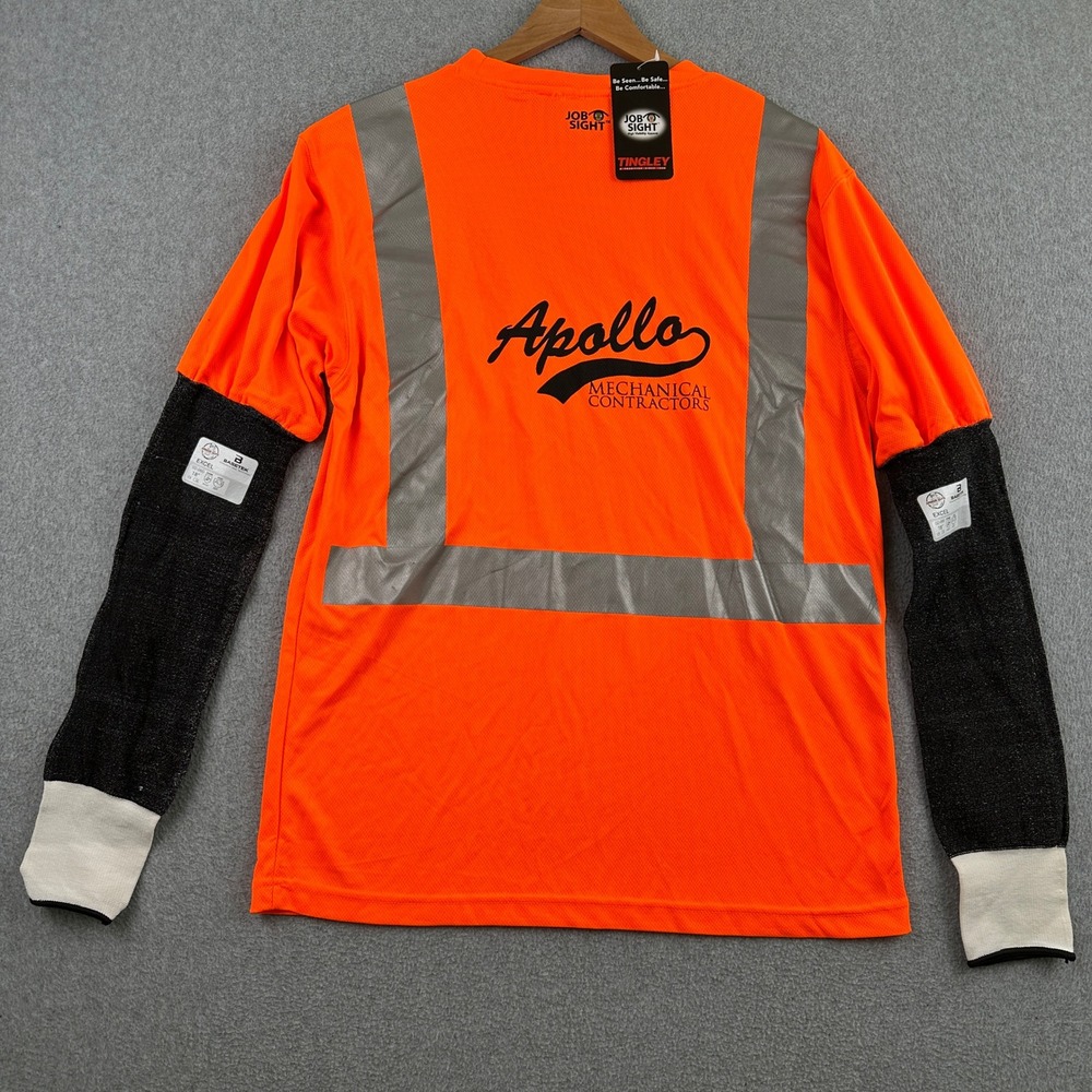 Tingley High Visibility Shirt Mens M Orange Job Sight S75029 Reflective Apollo